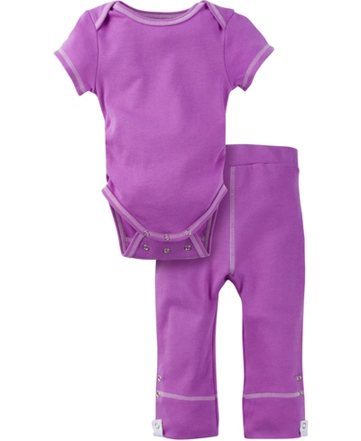 Miracle Baby Boys And Girls Short Sleeve Bodysuit And Pant Outfit In Purple