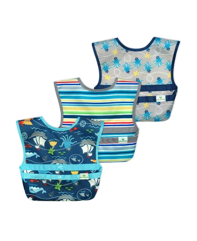 Green Sprouts Baby Boys And Girls Snap Go Easy-wear Bibs, Pack Of 3 In Aqua Pirate