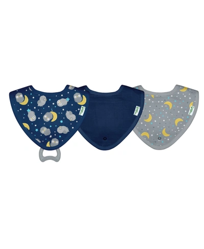 Green Sprouts Baby Boys And Girls Muslin Stay-dry Teether Bibs Made From Organic Cotton, Pack Of 3 In Blue Owl