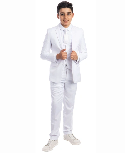 Perry Ellis Kids' Toddler Boy's 5-piece Shirt, Tie, Jacket, Vest And Pants Solid Suit Set In White