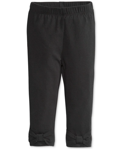 First Impressions Babies' Toddler Girls Solid Bow Leggings, Created For Macy's In Deep Black