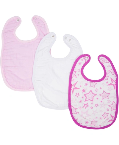 Miracle Baby Babies' Boys And Girls Muslin Adjustable Bib - Pack Of 3 In Pink