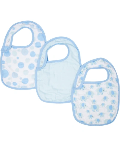 Miracle Baby Boys And Girls Muslin Skinny Bib - Pack Of 3 In Blue