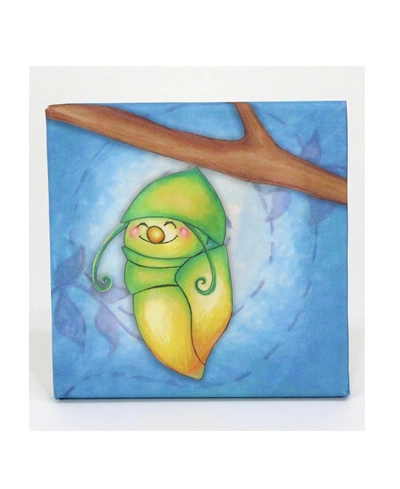 3 Stories Trading Growing Kids Caterpillar To Butterfly Canvas Art In Turquoise Chrysalis