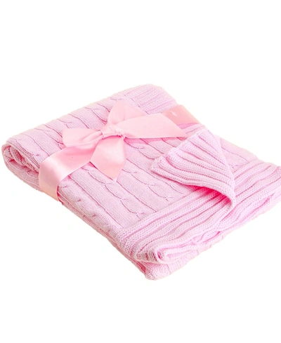 3 Stories Trading Baby Mode Signature Baby Boys And Girls All Cotton Cable Knit Blanket In Pink