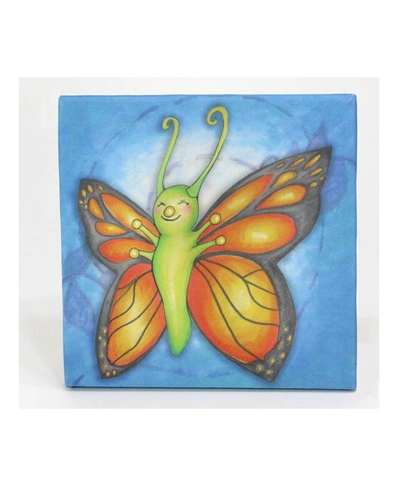3 Stories Trading Growing Kids Caterpillar To Butterfly Canvas Art In Turquoise Butterfly
