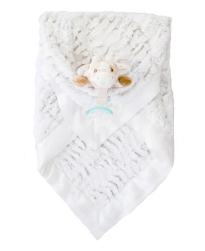 Zalamoon Babies' Plush Luxie Pocket Blanket With Pocket And Strap Holder With Razbuddy And Jollypop Pacifier In Off-white