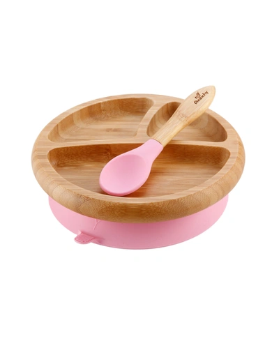 Avanchy Bamboo Baby Plate And Spoon In Magenta