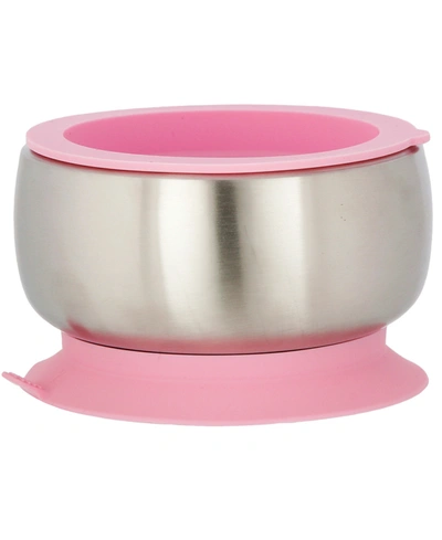 Avanchy Stainless Steel Suction Baby Bowl With Lid In Pink