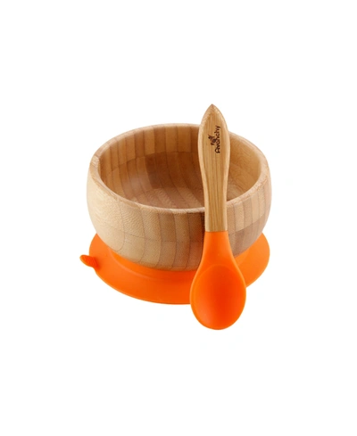 Avanchy Bamboo Suction Baby Bowl And Spoon In Orange