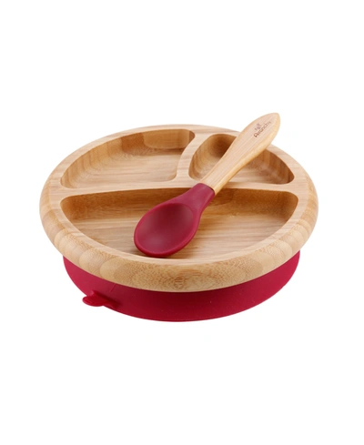 Avanchy Bamboo Baby Plate And Spoon In Fuchsia