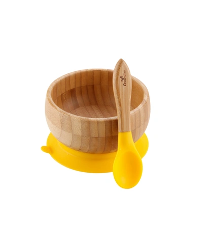Avanchy Bamboo Suction Baby Bowl And Spoon In Yellow