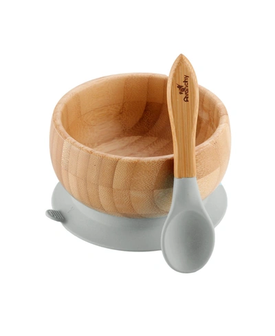 Avanchy Bamboo Suction Baby Bowl And Spoon In Gray