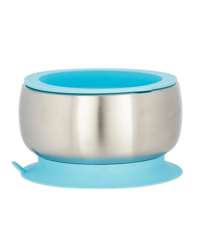 Avanchy Stainless Steel Suction Baby Bowl With Lid In Blue