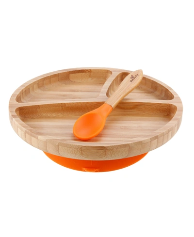 Avanchy Bamboo Toddler Plate And Spoon In Orange