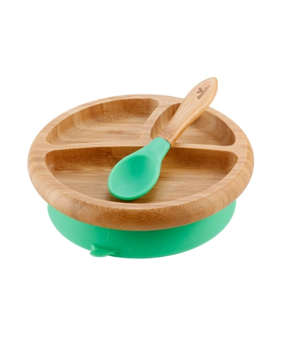 Avanchy Bamboo Baby Plate And Spoon In Evergreen
