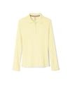 French Toast Little Girls Uniform Long Sleeve Interlock Knit Polo With Picot Collar In Yellow