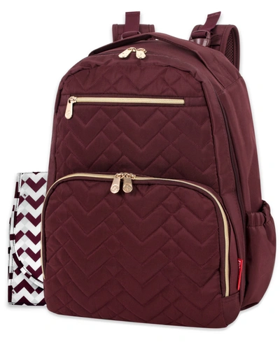 Fisher Price Babies' Signature Quilt Diaper Backpack In Burgundy