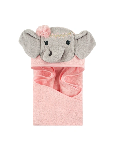 Little Treasure Animal Face Hooded Towel In Blossom Elephant