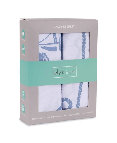 Ely's & Co. Jersey Cotton Bassinet Sheet Set 2 Pack In Blue