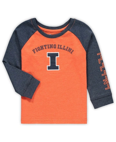 Colosseum Toddler Boys And Girls Heathered Orange Illinois Fighting Illini Long Sleeve Raglan T-shirt In Heather Orange