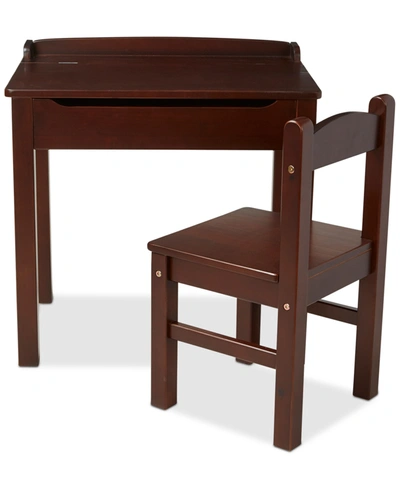 Melissa & Doug Wooden Lift-top Desk & Chair - Espresso In No Color