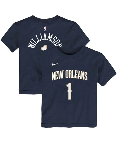 Nike Babies' Toddler Girls And Boys Zion Williamson Navy New Orleans Pelicans Logo Name Number T-shirt