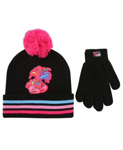 Abg Accessories Big Girls 2-piece Trolls Hat And Glove Set In Black