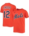 NIKE BIG BOYS AND GIRLS FRANCISCO LINDOR ORANGE NEW YORK METS PLAYER NAME AND NUMBER T-SHIRT