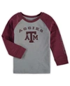 Colosseum Toddler Boys And Girls Heathered Gray Texas A M Aggies Long Sleeve Raglan T-shirt In Heather Gray