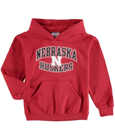 Champion Youth Boys And Girls Scarlet Nebraska Huskers Powerblend Pullover Hoodie