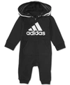 ADIDAS ORIGINALS BABY BOYS OR BABY GIRLS LOGO FULL ZIP HOODED COVERALL