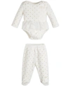 GUESS BABY GIRLS RUFFLED BODYSUIT & FOOTED PANTS SET