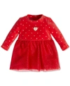 GUESS BABY GIRLS VELOUR HEART-PRINT BODYSUIT DRESS