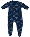 OUTERSTUFF INFANT BOYS AND GIRLS NAVY BLUE HOUSTON TEXANS PIPED RAGLAN FULL ZIP COVERALL