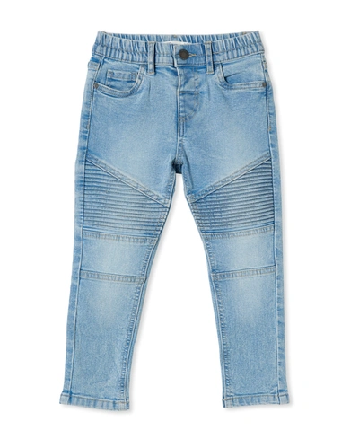 Cotton On Little Boys Skinny Fit Moto Jeans In Byron Mid Blue