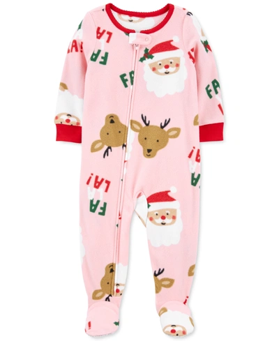 Carter's Toddler Girls Santa-print Fleece Coverall