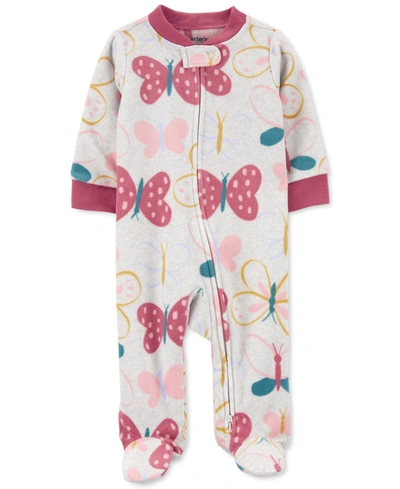 Carter's Baby Girls Butterfly Fleece Coverall In Print