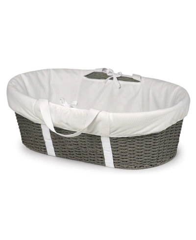 Badger Basket Unisex Wicker-look Woven Baby Moses Basket With Bedding In Gray