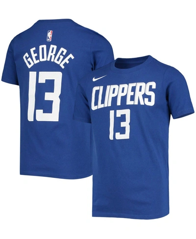 Nike Big Boys And Girls Paul George Royal La Clippers Logo Name And Number Performance T-shirt