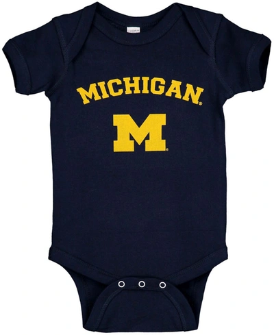 Two Feet Ahead Infant Boys And Girls Navy Michigan Wolverines Arch And Logo Bodysuit