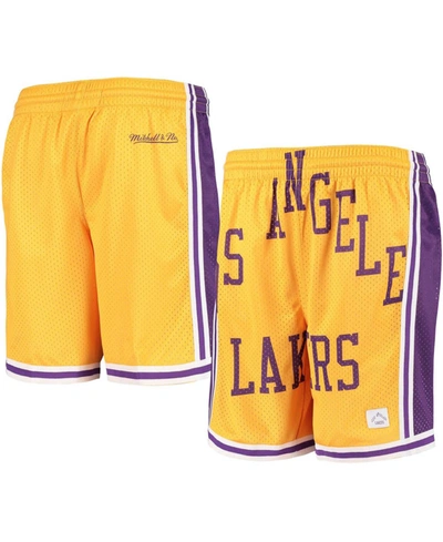 Mitchell & Ness Big Boys Gold Los Angeles Lakers Hardwood Classics Throwback Big Face Mesh Shorts In Gold-tone