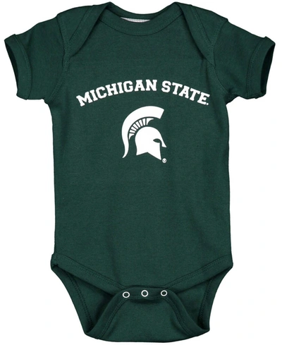 Two Feet Ahead Infant Boys And Girls Green Michigan State Spartans Arch And Logo Bodysuit