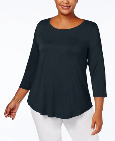 Jm Collection Plus Size Scoopneck Top, Created For Macy's In Intrepid Blue