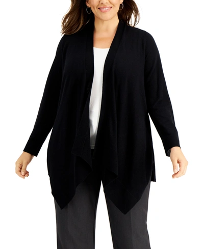 Jm Collection Women's Open Front Knit Cardigan, Created For Macy's In Deep Black