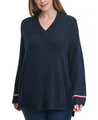Tommy Hilfiger Plus Size Soft Touch Sweater In Sky Captain