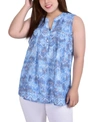 NY COLLECTION PLUS SIZE SLEEVELESS PINTUCKED BLOUSE