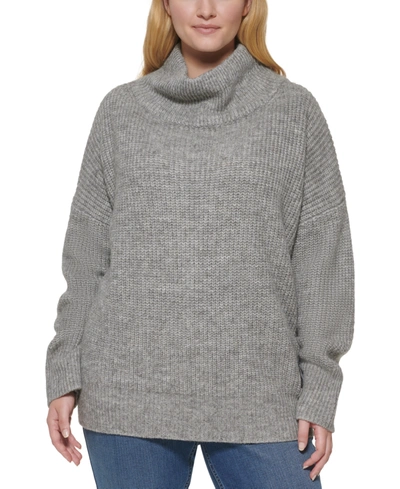 Calvin Klein Jeans Est.1978 Trendy Plus Size Oversized Turtleneck Sweater In Heather Grey