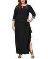 ALEX EVENINGS PLUS SIZE EMBELLISHED CASCADE GOWN
