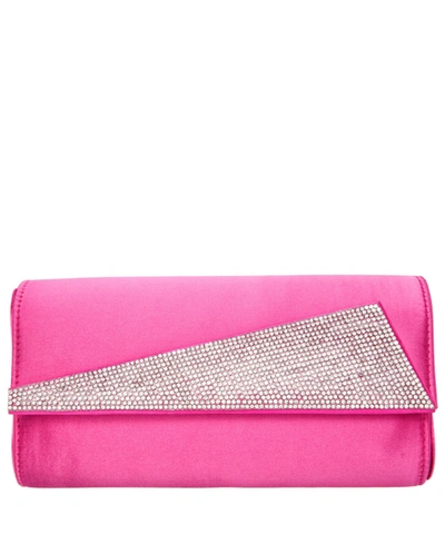 Nina Women's Cylinder Clutch With Crystals In Ultra Pink/white